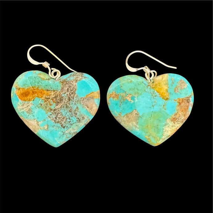 Campitos Turquoise Solid Slab Heart Shaped Earrings