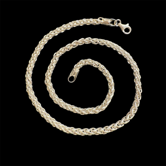 Sterling Silver Heavy Wheat Chain, 22”