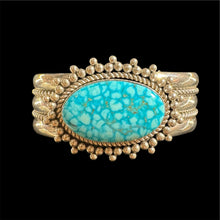 Load image into Gallery viewer, Kingman Waterweb Turquoise Bracelet by Artie Yellowhorse, Size 6.75”
