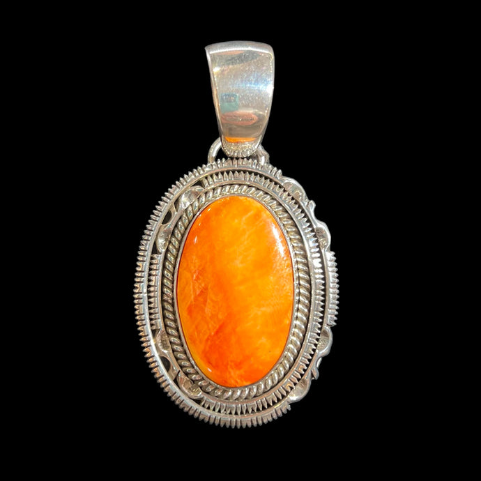 Orange Spiny Oyster Pendant by Artie Yellowhorse
