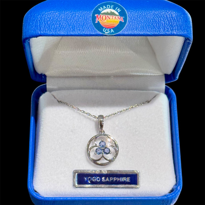 Montana Yogo Sapphire Tri in Circle Pendant Necklace