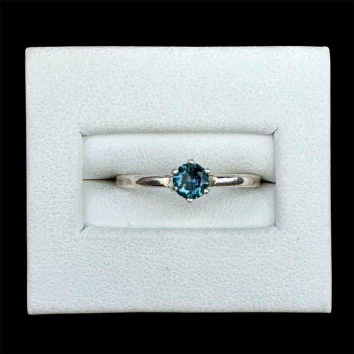 Montana Sapphire 6 Prong Solitaire Sapphire Ring in Sterling Silver, Size 7