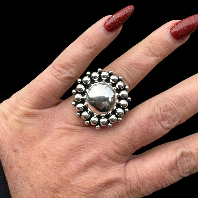 Rising Sun Sterling Silver Ring by Artie Yellowhorse, Size 7