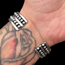 Load image into Gallery viewer, Sterling Silver Double Row Beaded Cuff by Artie Yellowhorse, 6.5”
