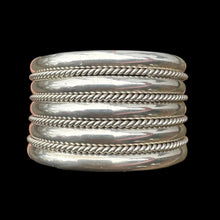 Load image into Gallery viewer, Sterling Silver Wide Ribbon and Rope Cuff by Artie Yellowhorse, Size 6.5”
