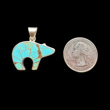 Load image into Gallery viewer, Inlay Zuni Bear Pendant by David Rosales
