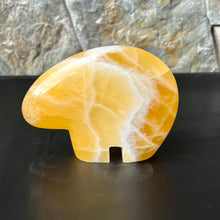 Load image into Gallery viewer, Zuni Style Bear Made from Honey Calcite
