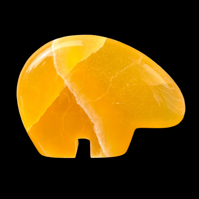 Large Zuni Style Bear Carved from Orange Calcite