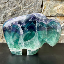 Load image into Gallery viewer, XL Zuni Style Bison Carved from Fluorite
