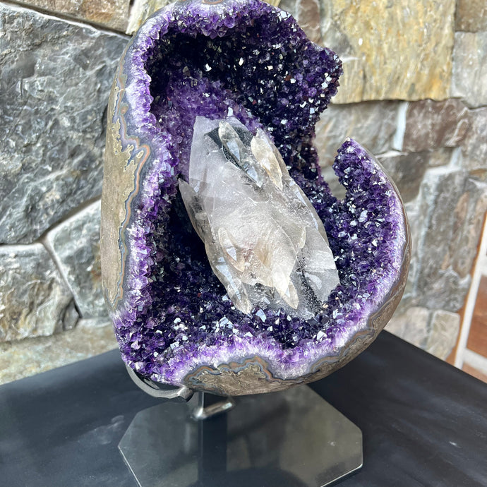 Uruguayan Druzy Amethyst with Crystalized Calcite Center